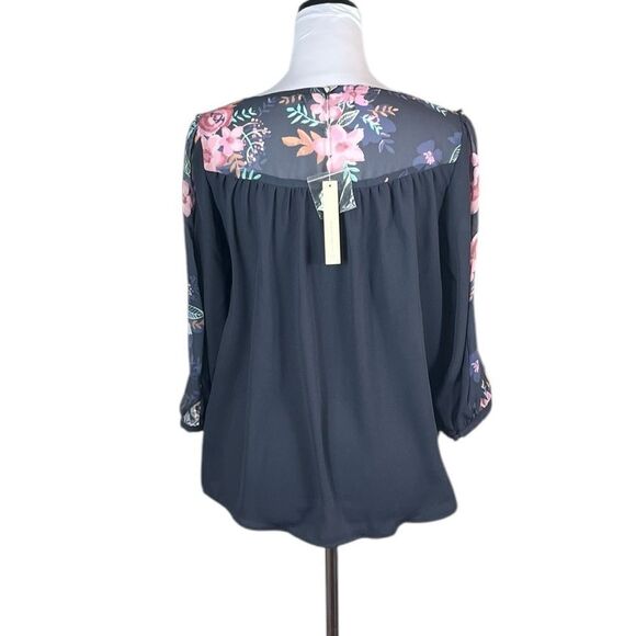 LC Lauren Conrad Indigo Floral Top, Size S, NWT - Picture 2 of 8